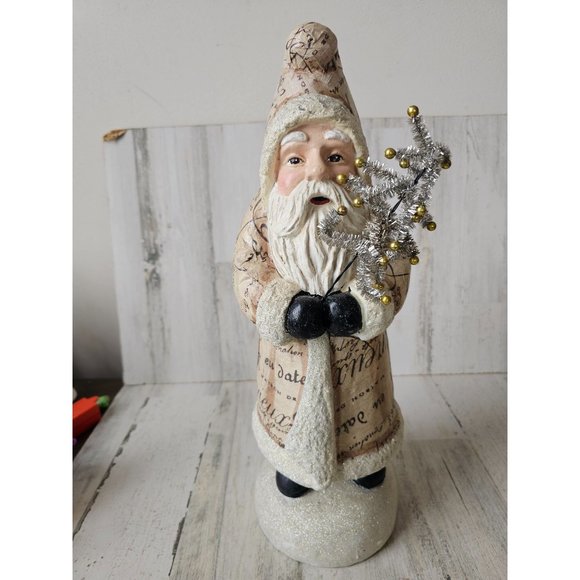 Shabby chic Santa tree glitter unique large Xmas decor 17" Tinsel tree - Picture 1 of 9